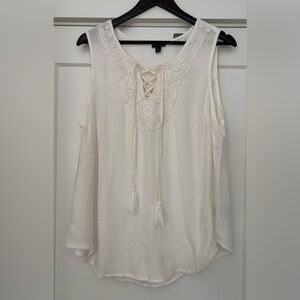 Torrid Sleeveless Cream Lace-Up Blouse